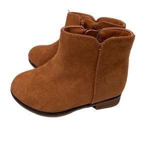 Cat & Jack Girls 5 Boots Opal side Zipper Bootie Toddler faux suede Brown winter